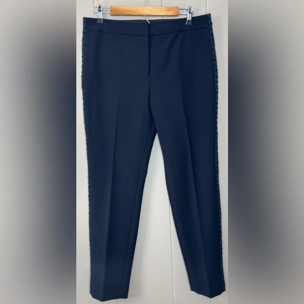 Tory Burch Tobie Wool Blend Tweed Stripe Dress Pants Womens Size 10